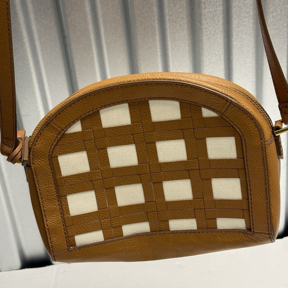 Fossil Women's Chelsea Crossbody Tan Leather Bag Purse Handbag Crosshatch  W Key